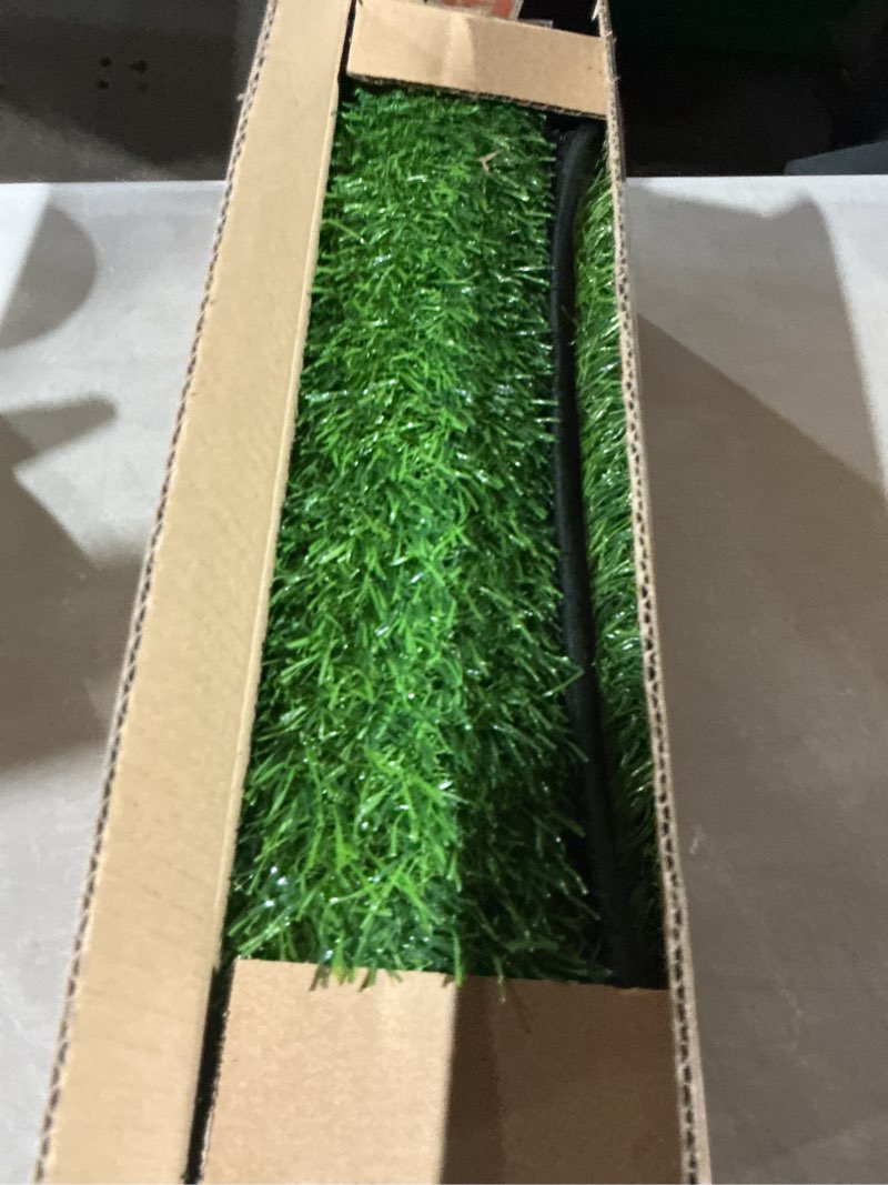 Condition photo showing As Is for artificial grass mat, dog grass pee pads, fake grass pad for pets potty training, soft grass rug, grass doormat with drainage holes, pet turf for indoor outdoor use, washable(15.7''*31.5'') 15.7"*31.5"