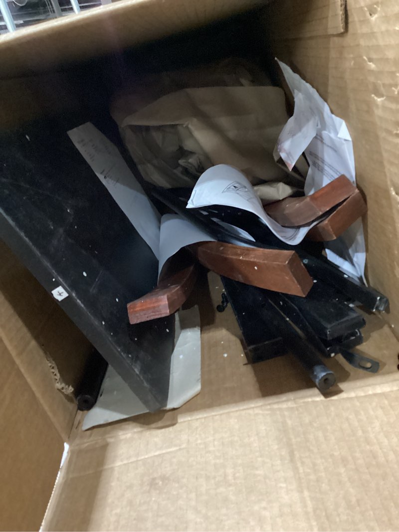 Condition photo showing As Is for Flash Furniture Jude Black Glass Computer Desk with Pull-Out Keyboard Tray and Crisscross Frame