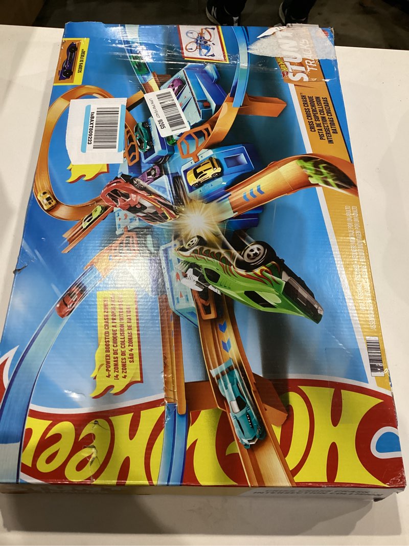Condition photo showing Good Condition for Hot Wheels Track Set with 1:64 Scale Toy Car, 4 Intersections for Crashing, Powered by a Motorized Booster, Criss-Cross Crash Track (Amazon Exclusive) Crash Set