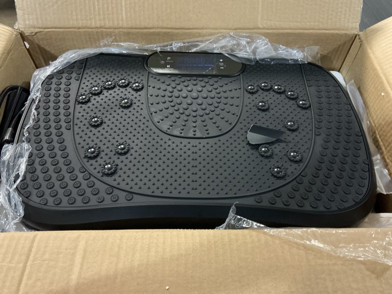 Condition photo showing As Is for axv vibration plate fitness platform exercise machine vibrating shaking full body shaker workout vibrate stand shake board sport for weight loss fat burner for gym home office slim-black
