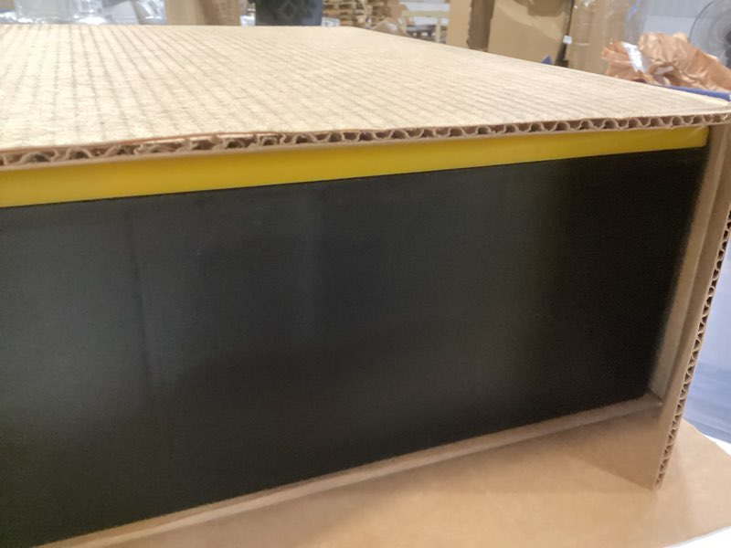 Condition photo showing As Is for akro-mils 44-drawer plastic storage cabinet, 20"w x 6"d x 16"h, yellow | plastic cabinet w/ drawers for garage organization, beads, building bricks storage, teacher toolbox, makeup organizer, 10144 yellow 44 drawer 1 pack