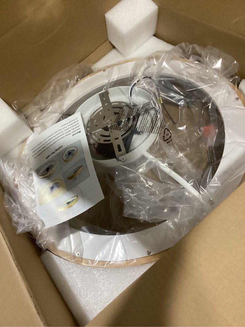 Condition photo showing Good Condition for 20'' Low Profile Ceiling Fans with Lights Modern Flush Mount Wood Ceiling Fan and Remote Dimmable LED 20 Inch Wood