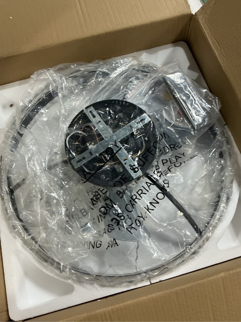 Condition photo showing New/Like New for VOLISUN Low Profile Ceiling Fans with Light and Remote, 19.7in Fandelier Ceiling Fan with Light, 3000K-6500K Dimmable Flush Mount LED Ceiling Fan Light, Black Modern Ceiling Fan Light for Bedroom 8289-BK 19.7 INCH