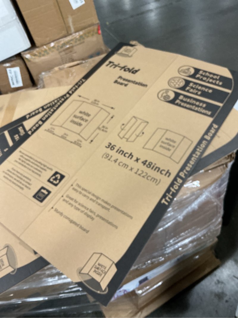 Condition photo showing Good Condition for 2 pack trifold poster board 48" x 36", ikayas single sided white poster boards, science fair display boards posterboard for mounting, prints, art, display,projects classroom supplies