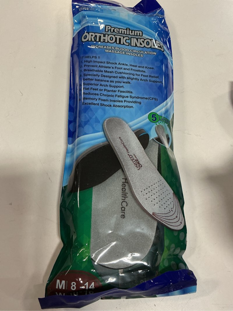 Condition photo showing New/Like New for UOG Heavy Duty Memory Foam Insoles –Balance & Posture While You Walk. Pain Relief, Boosts Circulation, Prevent Odor.Fits Work Boots, Sneakers, & Casual Shoes. Made in The U.S.A. M 4-6 | W 5-8