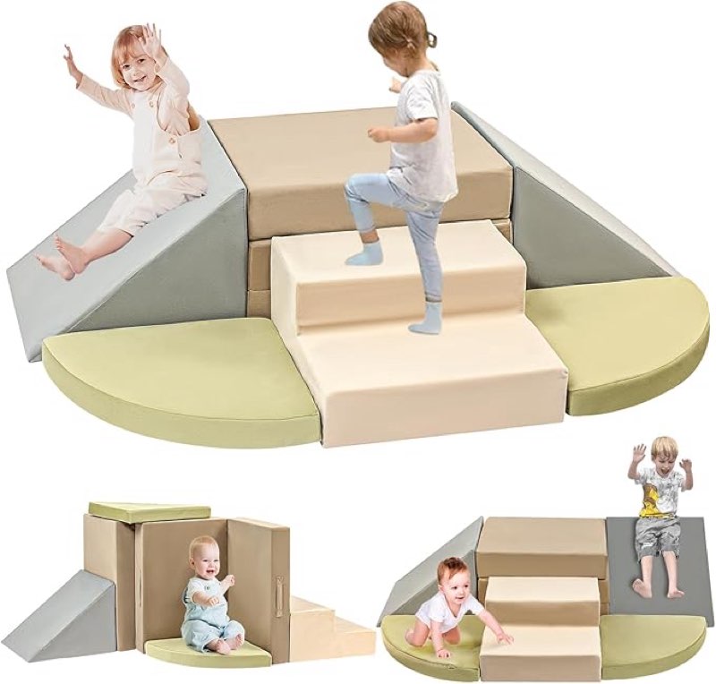 Piece Toddler Climbing Toys Indoor, Foam Climbing Toys for Toddlers, Soft Play Baby Climbing Blocks for Crawling and Sliding, Safe Climbing Play Set Indoor Gym Equipment for Toddler1-3, Infant, Baby Similar