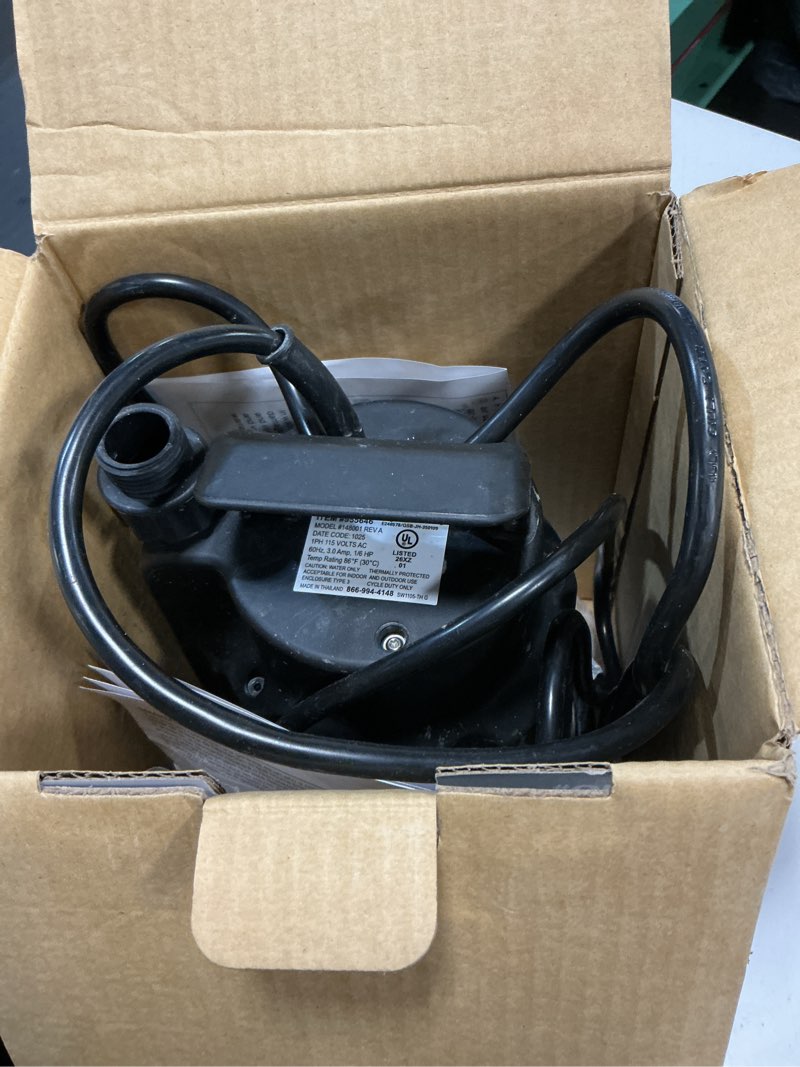 Condition photo showing As Is for utilitech 1/6-hp 115-volt 25-gpm thermoplastic submersible utility pump