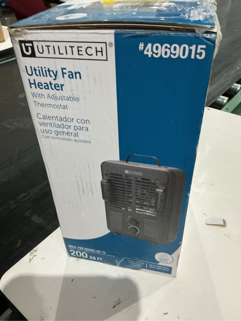Condition photo showing As Is for utilitech utility fan indoor electric space heater with thermostat
