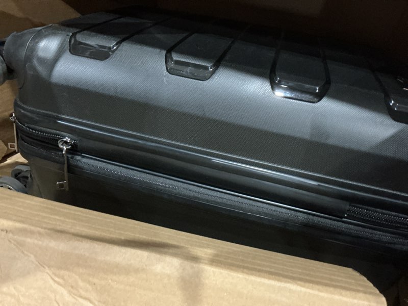 Condition photo showing As Is for traveler's choice pagosa hardshell expandable luggage with spinner wheels, black, 22-inch carry-on 22-inch carry-on black