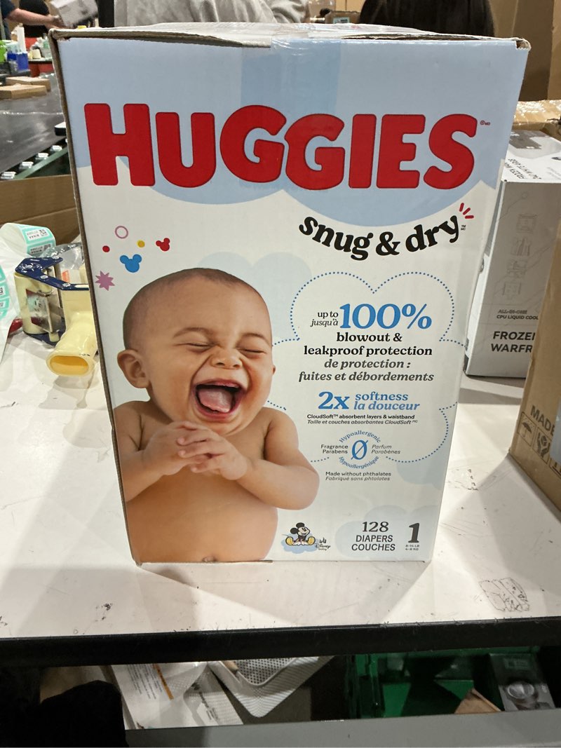 Condition photo showing New/Like New for huggies size 1 diapers, snug & dry newborn diapers, size 1 (8-14 lbs), 128 count, packaging may vary