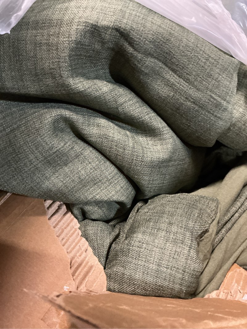 Condition photo showing Good Condition for Geniospin King Comforter Set - 7 Pieces Comforter King Size, Soft Solid Bedding Set for All Season, Textured Bed in a Bag with Sheets, Pillowcases & Shams (Dark Green, 102''x90'') Dark Green King (102\"x90\") incomplete)