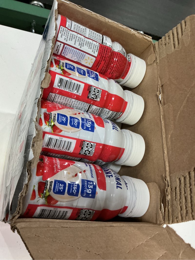 Condition photo showing New/Like New for ( bb/05/21/2027) equate nutritional shake plus, strawberry, 8 fl oz, 24 count