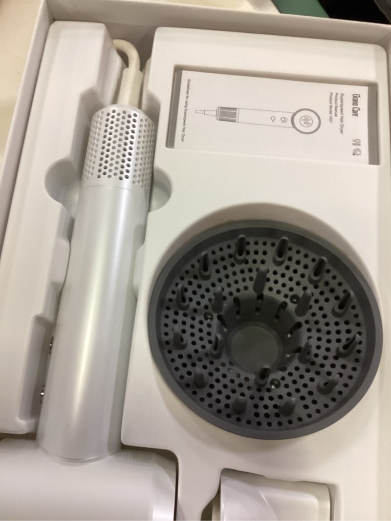 Condition photo showing New/Like New for hair dryer, 160000 rpm professional high speed ionic blow dryer 200 million negative ions & heat-control & low noise hairdryer with magnetic diffuser for faster drying all hair types, no heat damage white