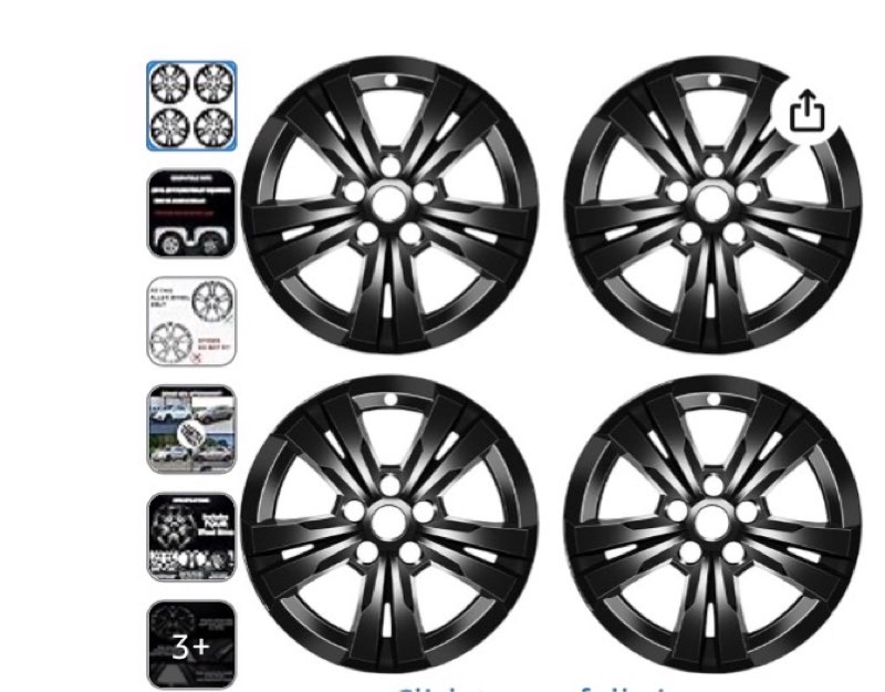 Wheel Skins Compatible with Chevy Equinox 2010-2017; 17 inch Wheel Covers; Set of 4 Packs (Glossy Bl
