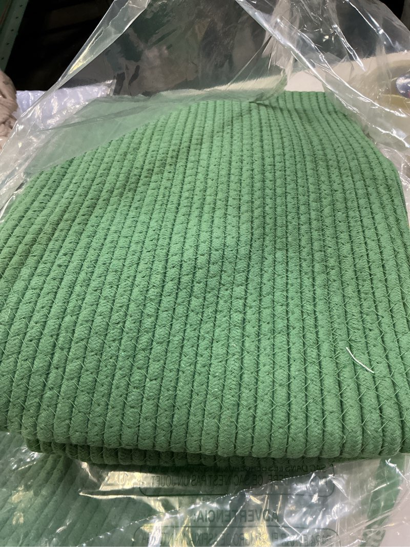 Condition photo showing Good Condition for OIAHOMY 75L Large Blanket Basket, Woven Cotton Rope Baskets for Organizing 22”x17”x12”, Blanket Basket living Room, Toy Storage Bins for Nursery, Green Green 22”x17”x12”