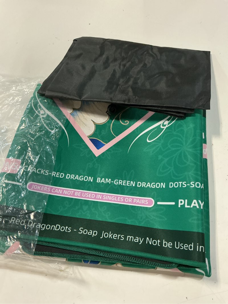 Condition photo showing New/Like New for american mahjong mat with rules for table floral bird design non slip noise reduction mah jong mat mahjong table mat with carry bag for playing tiles poker board games(avocado green)