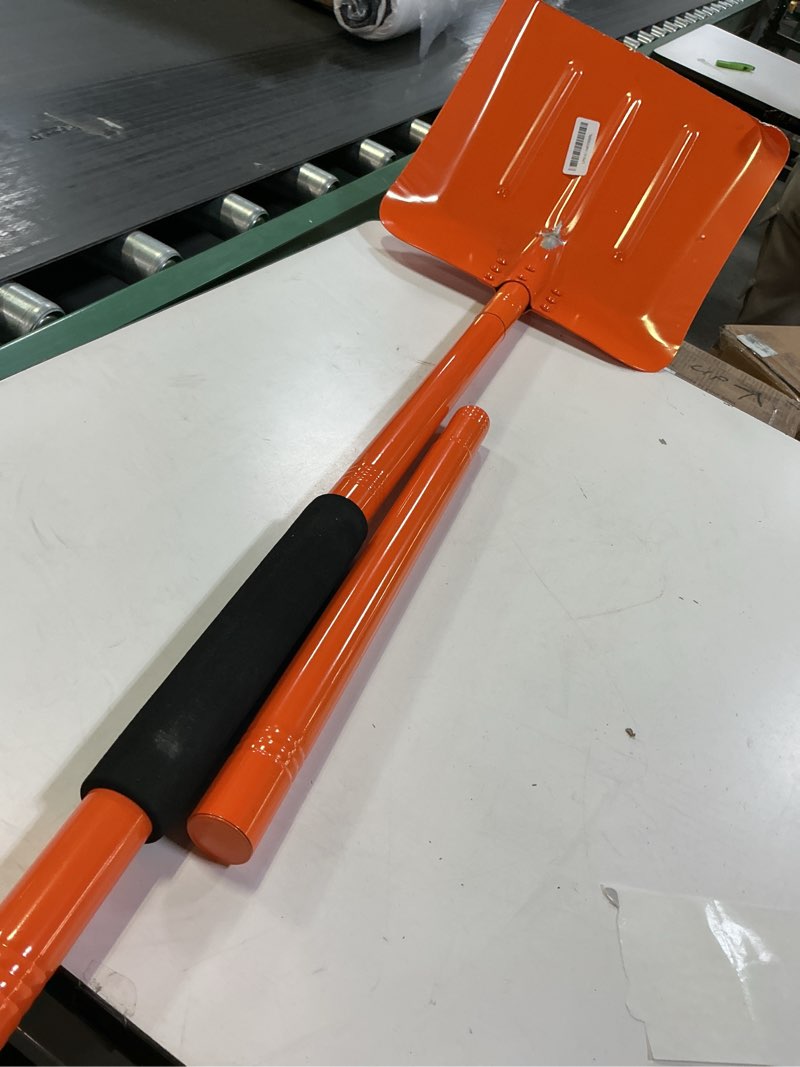 Condition photo showing As Is for Heavy Duty Snow Shovel for Driveway with Assisted Handle, Ergonomic Snow Pusher for Removing Snow & Ice with 70" Long Handle, 13inch Blade Metal Shovel for Car, Driveway, Outdoor, Emergency