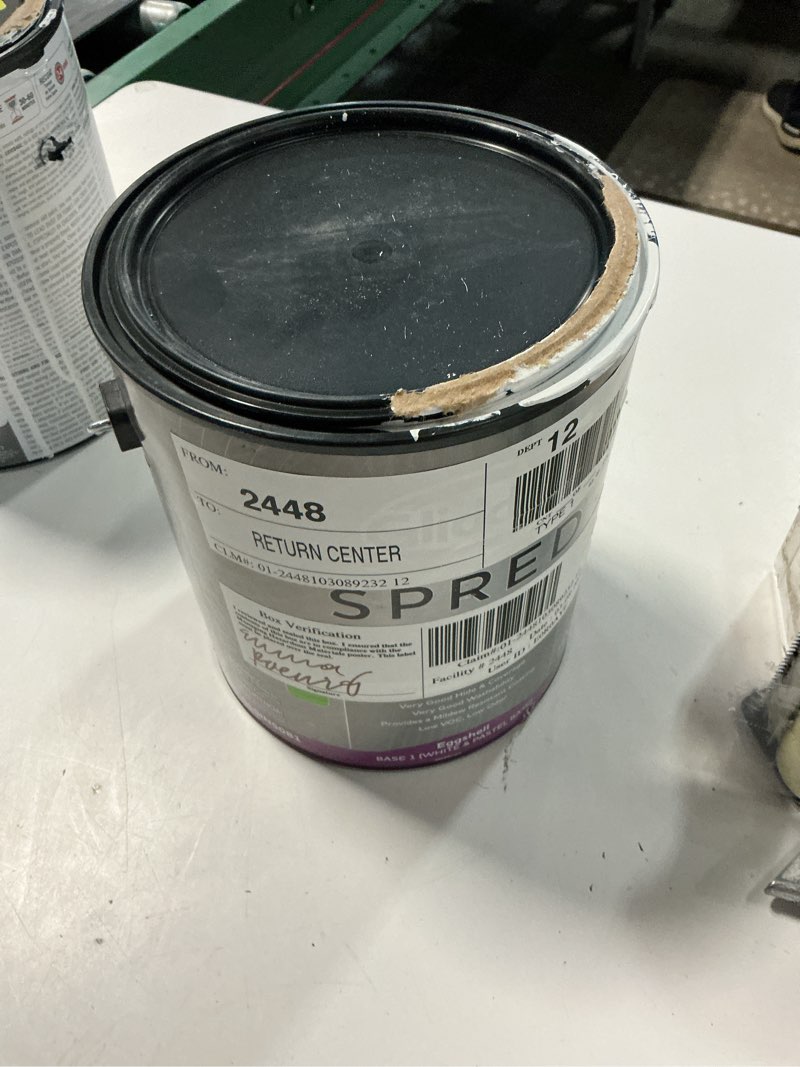 Condition photo showing As Is for glidden spred interior wall paint  tintable base  eggshell  1 gallon