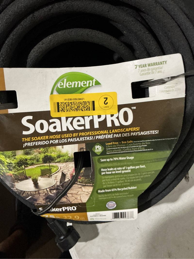 Condition photo showing As Is for element soaker 3/8" x 75' garden hose