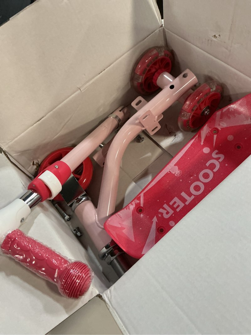 Condition photo showing Good Condition for kick scooters for kids 3-5 5-7 years age - handlebars flexible steer,height adjustable,stable light up three wheeled toddler scooter for boy & girl,indoor outdoor kid child toy gift pink