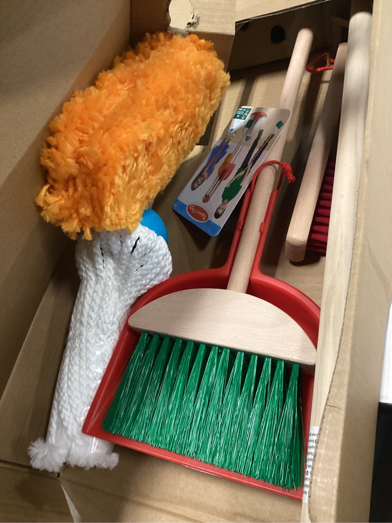 Condition photo showing Good Condition for melissa & doug dust sweep mop 6-piece pretend play set, toddler toy cleaning, pretend play home cleaning, kids broom and mop set for ages 3+