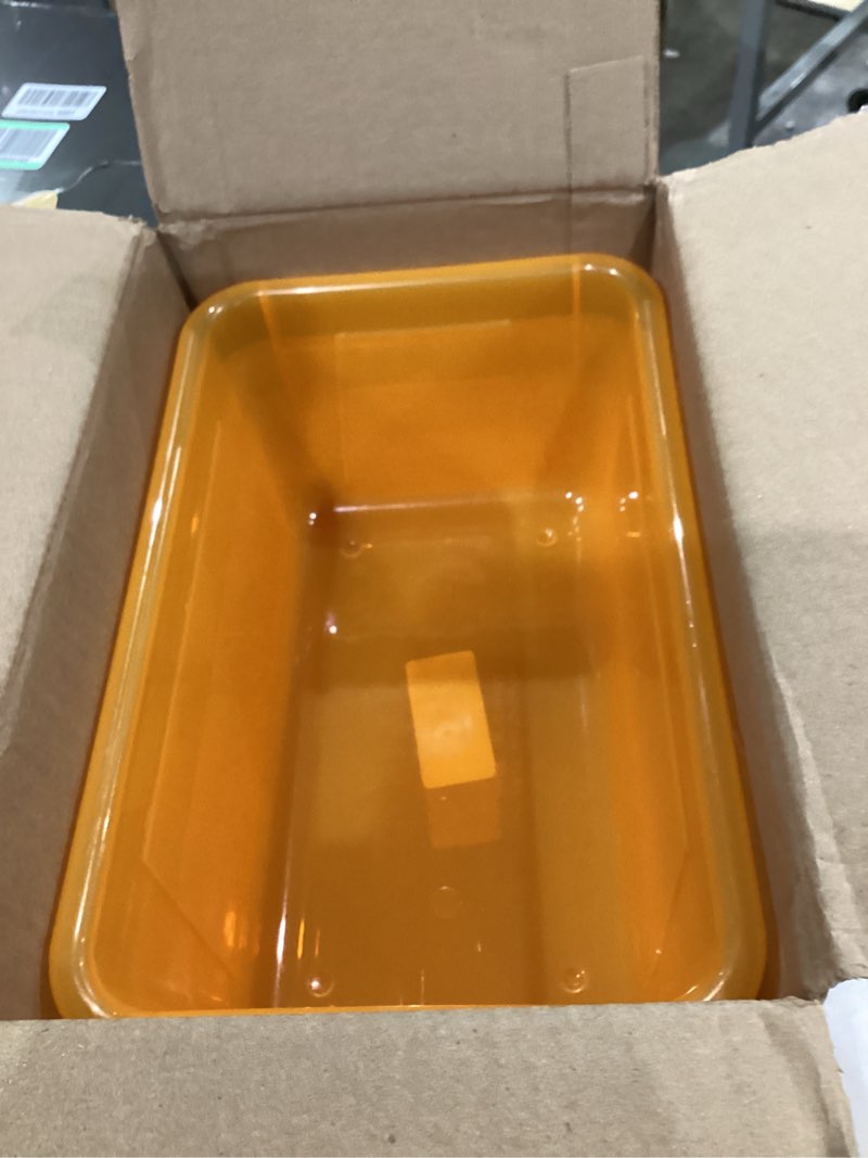 Condition photo showing Good Condition for storex small cubby bin, 12.2 x 7.8 x 5.1 inches, candy orange, 5-pack (62479u05c) tint orange 12.2 x 7.8 x 5.1 inches, 5-pack bin only
