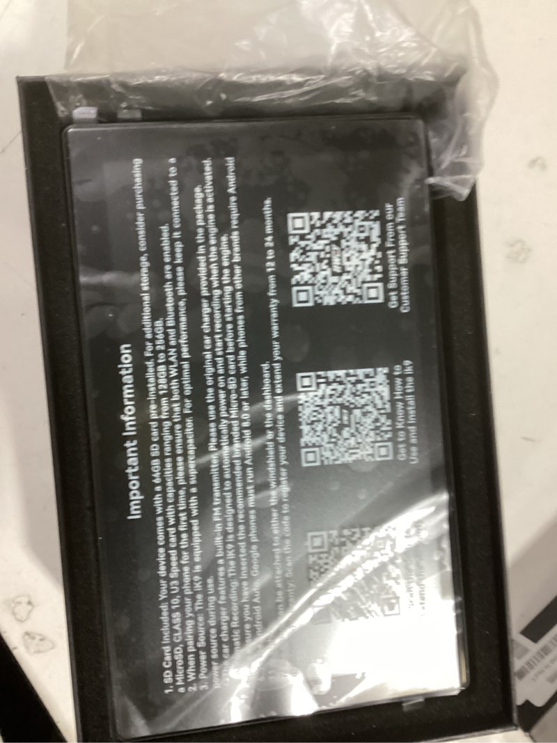 Condition photo showing Good Condition for ik9 9" wireless carplay & android auto screen, portable car stereo with 4k dash cam & 1080p rear camera, carplay with backup camera, touch screen gps display, mirror link, apple car play screen