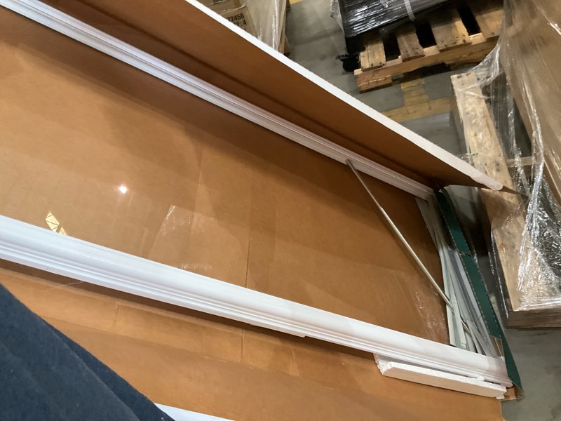 Condition photo showing As Is for odl add on blind 0.59-in slat width 22-in x 64-in cordless white aluminum light filtering mini-blinds