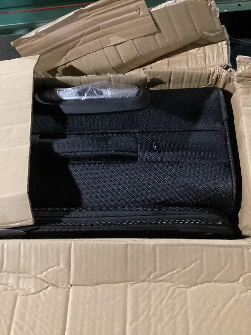 Condition photo showing New/Like New for SwissGear Sion Softside Expandable Luggage – Large Checked Suitcase with 360 Degree Wheels & Retractable Handle – 29 Inch, Perfect for 7-9 Night Trips – Black Checked-Large 29-Inch Black