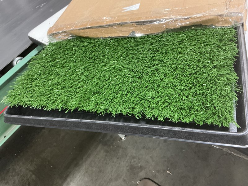 Condition photo showing Good Condition for Artificial Grass Puppy Pee Pad for Dogs and Small Pets - 20x30 Inch, Reusable 3-Layer Turf Pads for Dogs with Tray - Indoor and Outdoor Fake Grass Potty Pet Supplies by PETMAKER