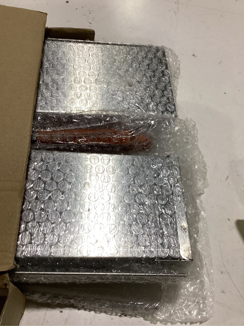 Condition photo showing Good Condition for blushtier 4 pc nonstick rectangle tiramisu cake pan with acrylic lid and 2 metal spatula removable frame 304 stainless steel cake baking molds for tiramisu cheesecake mousse (11.81 x 3.94 x 2.56 inch) removable 11.81 x 3.94 x 2.56 inch 4