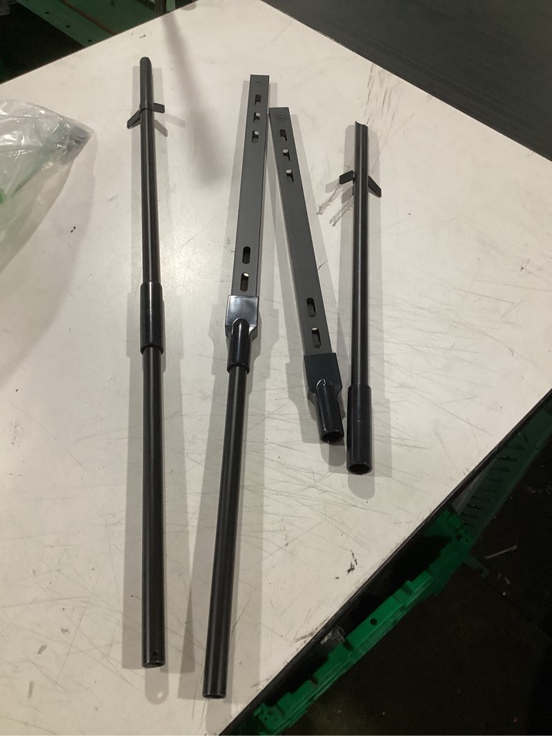 Condition photo showing Good Condition for 2 pack yard sign stake, 4' aluminum posts, holder with baked enamel coating, lightweight & abjustable garden pole with holes for different size signs, easy installation,sturdy (black)