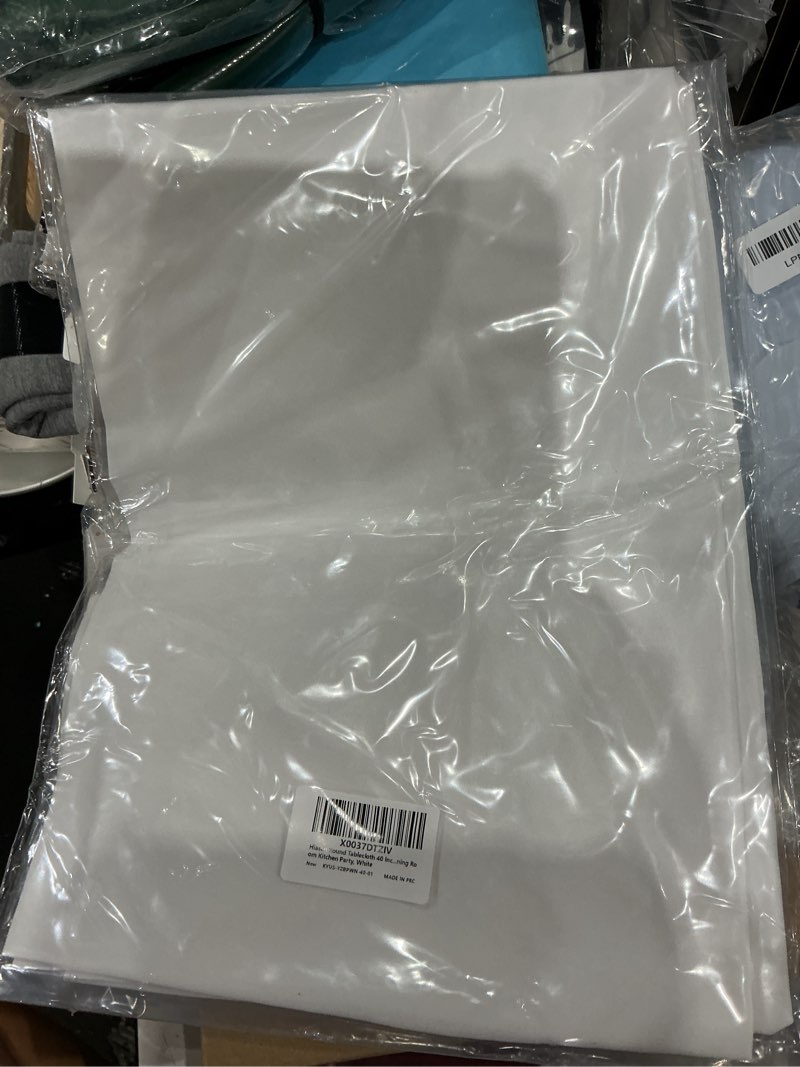 Condition photo showing Good Condition for hiasan round tablecloth 40 inch - waterproof stain resistant spillproof polyester fabric table cloth for dining room kitchen party, white 40" (round) white