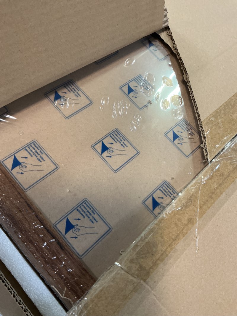 Condition photo showing Good Condition for 20x27 Wood Frame Brown, Rustic Natural Wooden 27x20in Poster Picture Frame, Distressed 20 x 27inch Woodgrain Gallery Photo Frame with HD Plexiglass, Horizontal Vertical Wall Mounting Display 1pcs Brown 20x27