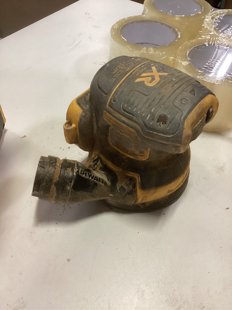 Condition photo showing As Is for DEWALT 20V MAX* Random Orbit Sander, 5-Inch, Cordless Kit (DCW210D1) , Yellow