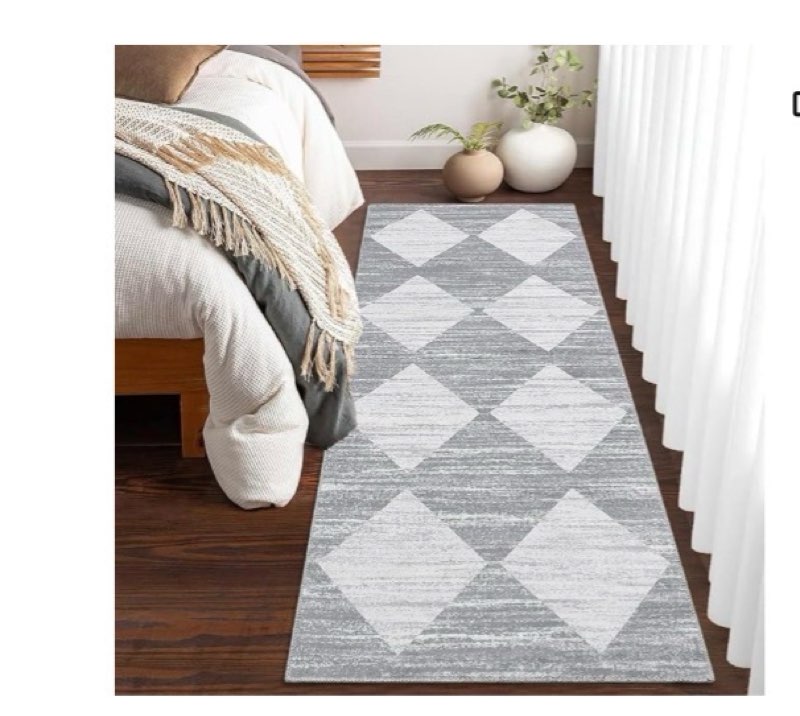 Brand: MilleLoom Modern Runner - 2x6 Washable Hallway Checkered Geometric Carpet Neutral Area Rug Runner Non-Slip N Shedding Kitchen Mat Foldable Entry Throw Rug for L Room Bedroom Grey