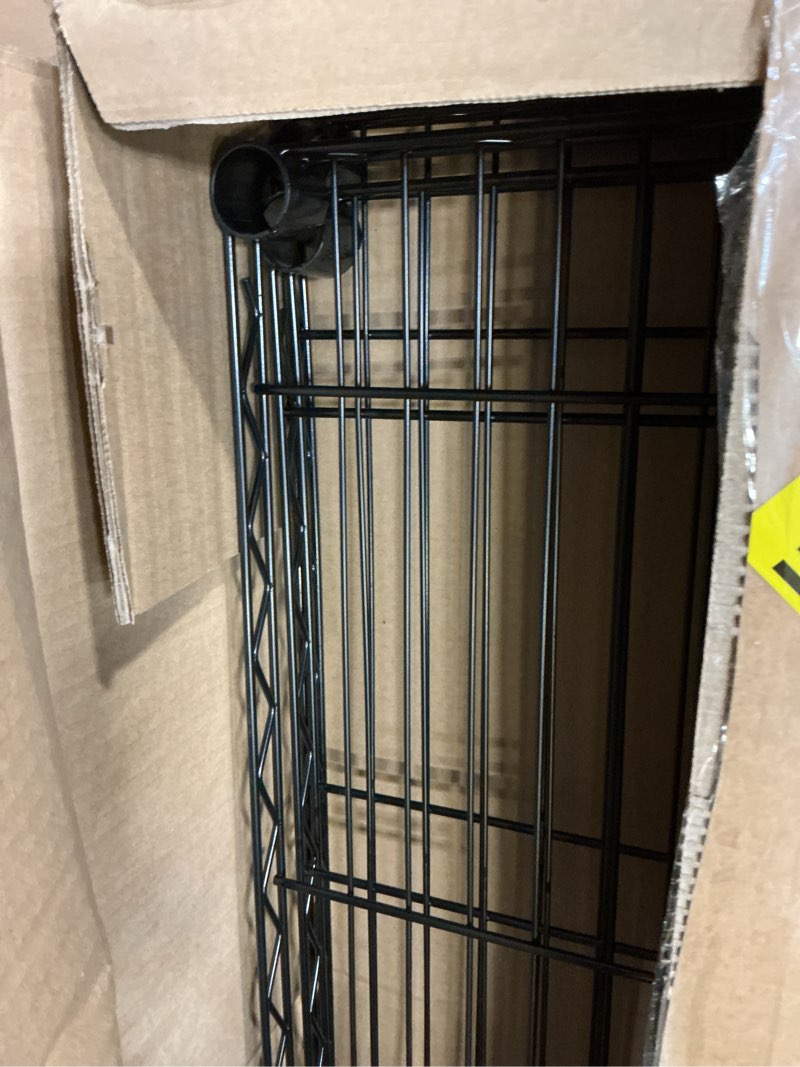Condition photo showing As Is for amazon basics 5-shelf steel wire rack storage, 36" l x 14" w x 72" h, black | heavy duty, adjustable, for kitchen, garage, shelving organizer 5-shelf black