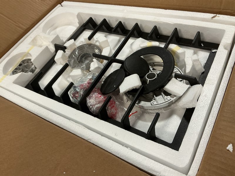 Condition photo showing Good Condition for 12 inch gas cooktop 2 burner, propane stove top with thermocouple protection, lpg/ng dual fuel built-in tempered glass for apartment, indoor, rv
