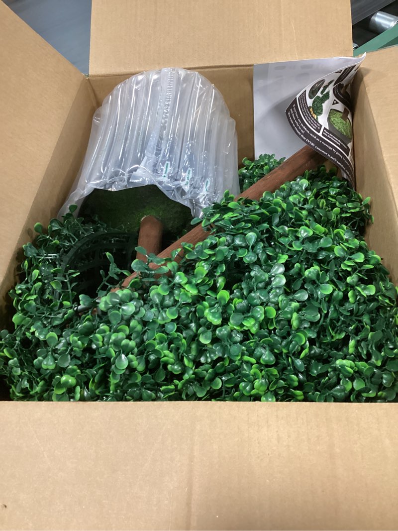 Condition photo showing Good Condition for easter decorations - 3 ft boxwood bunny topiary with bow - artificial bunny shaped tree with planter pot for indoor outdoor decor - spring decoration for home yard front door porch mantle party