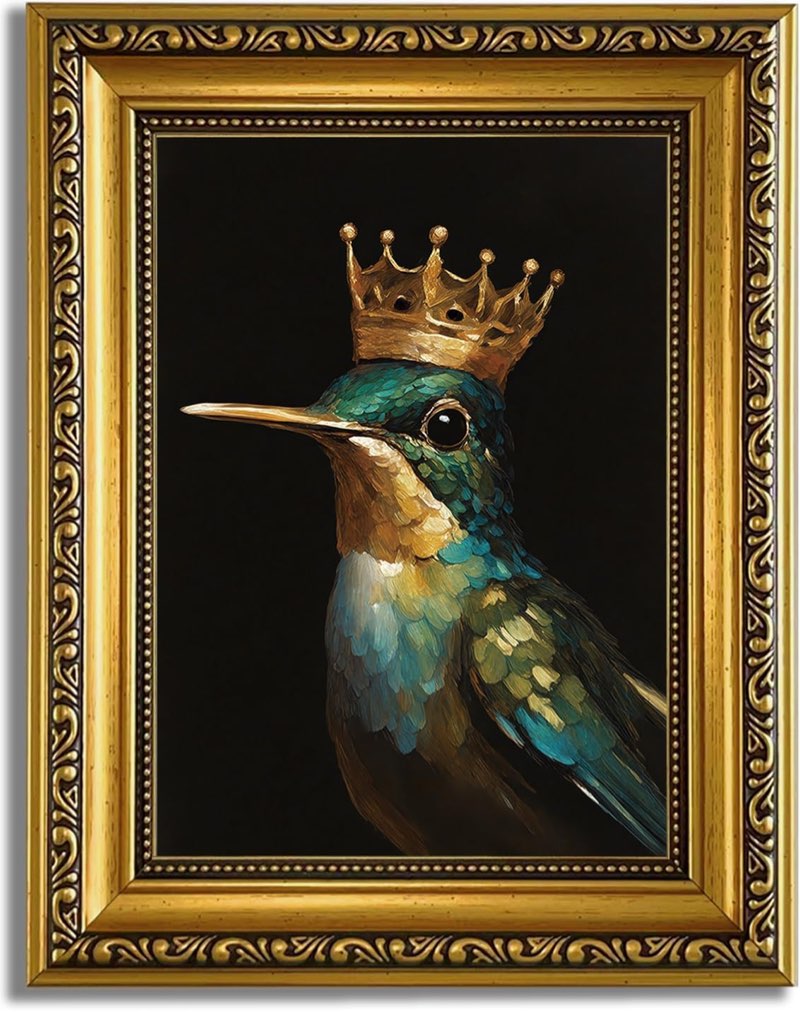 gold framed vintage wall art canvas hummingbird birds king wall decor retro gold