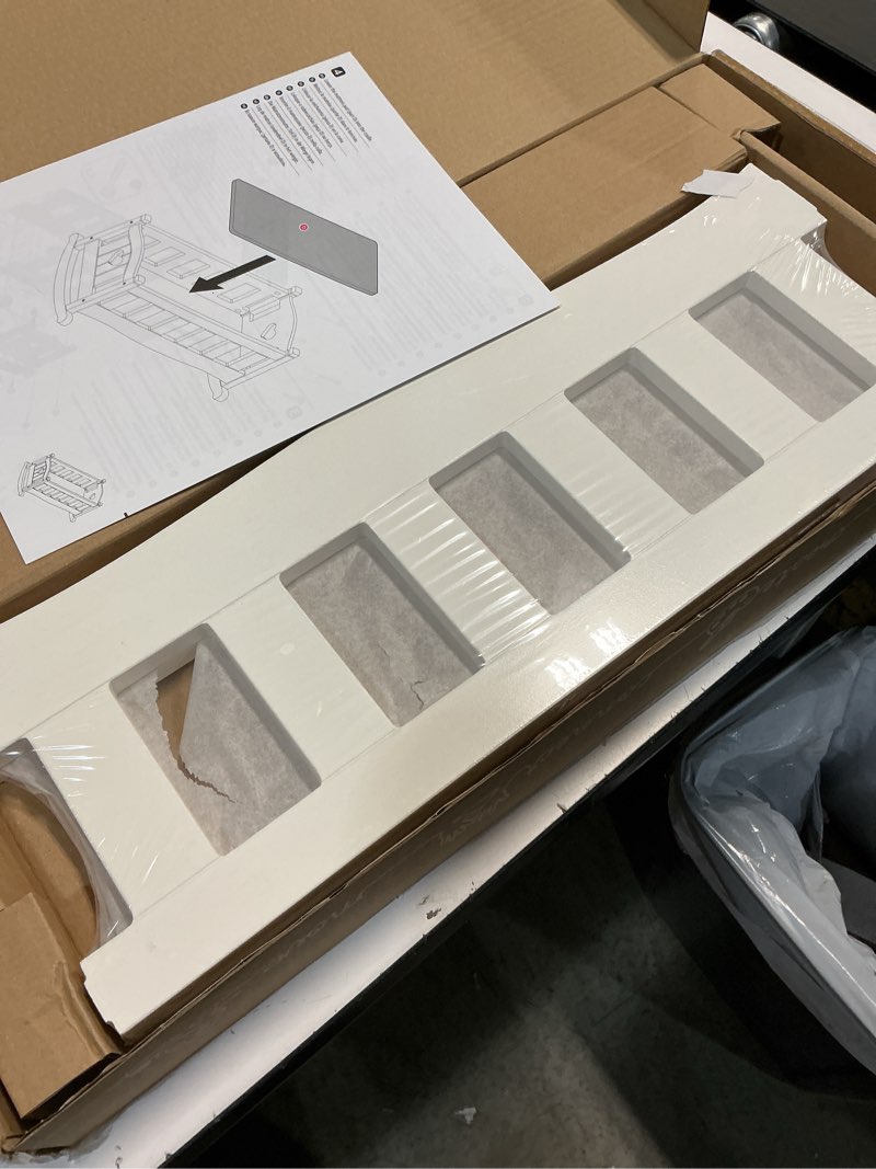 Condition photo showing New/Like New for Melissa & Doug Mine to Love Wooden Play Cradle for Dolls, Stuffed Animals - White