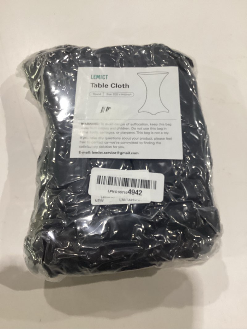 Condition photo showing New/Like New for cocktail table covers - 2 pack 32x43 inch table cloth - black fitted stretch spandex round high top tablecloth for party, bar, birthday, pub, banquet black-32"x43" 2