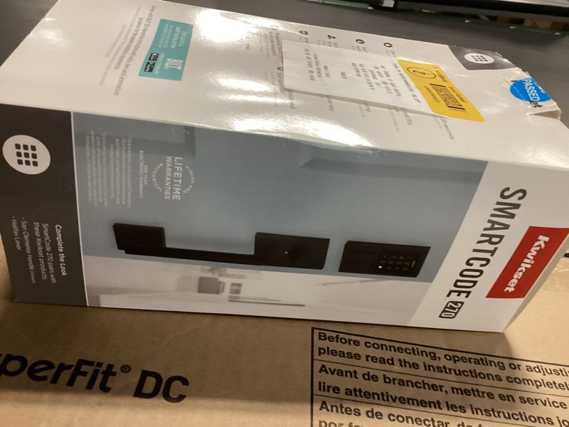 Condition photo showing As Is for smartcode 270 contemporary matte black touchpad single cylinder electronic deadbolt featuring smartkey security
