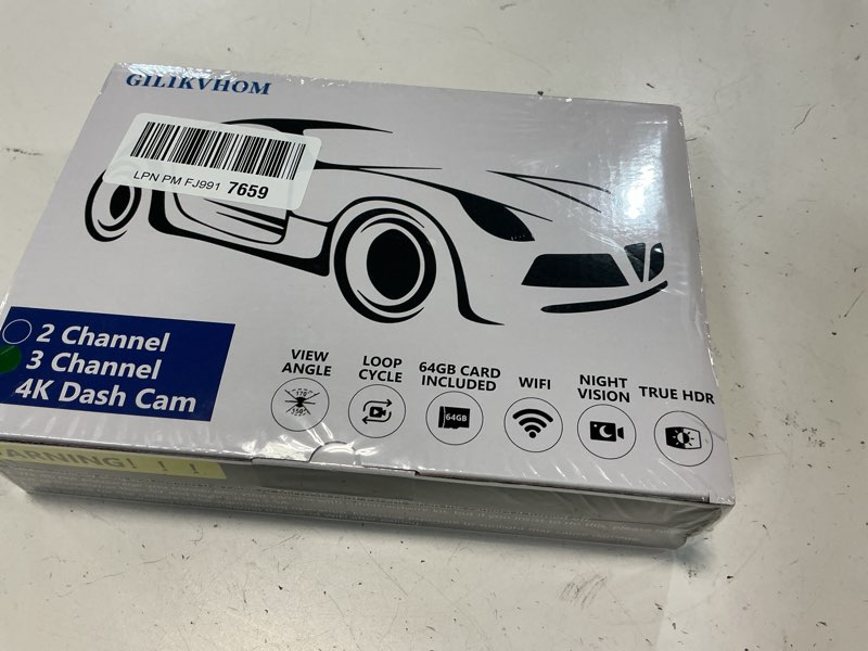 Condition photo showing New/Like New for 3 Channel 4K WiFi Dash Cam, 4K+1080P+1080P Front Inside and Rear, Triple Dash Camera with 32GB Card, APP Control, G-Sensor, 24 Hours Parking Mode, Loop Recording, Night Vision