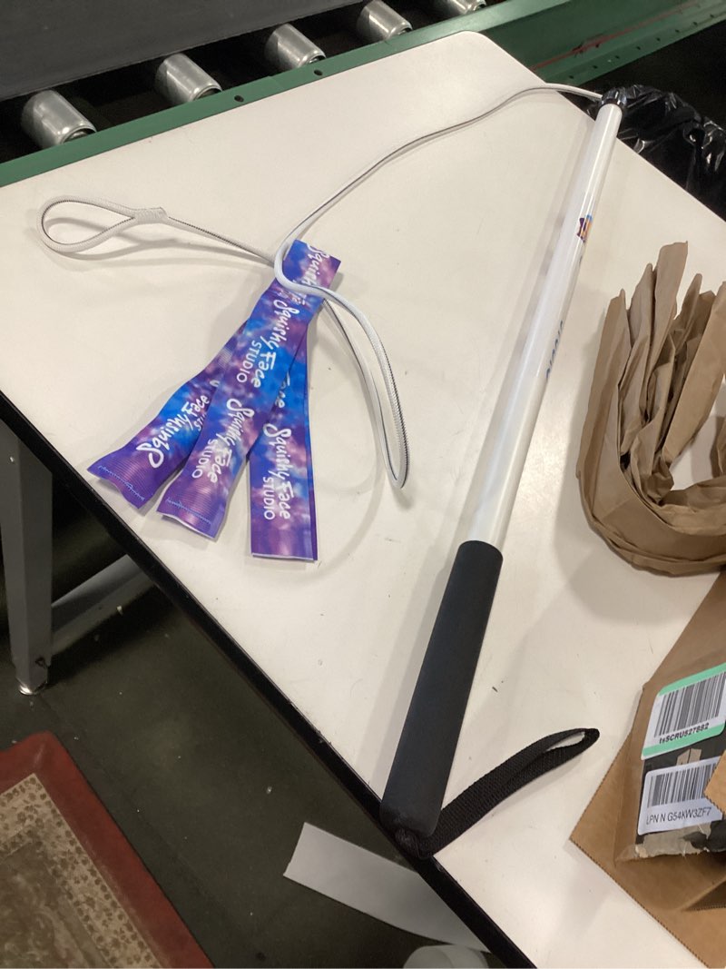 Condition photo showing item condition for Squishy Face Studio Flirt Pole V2 with Lure - Durable Dog Toy for Fun Obedience Training & Exercise, Purple/Blue Tie Dye, Jr. - 24 inch Squeaker Junior (24 in) Purple/Blue Tie Dye