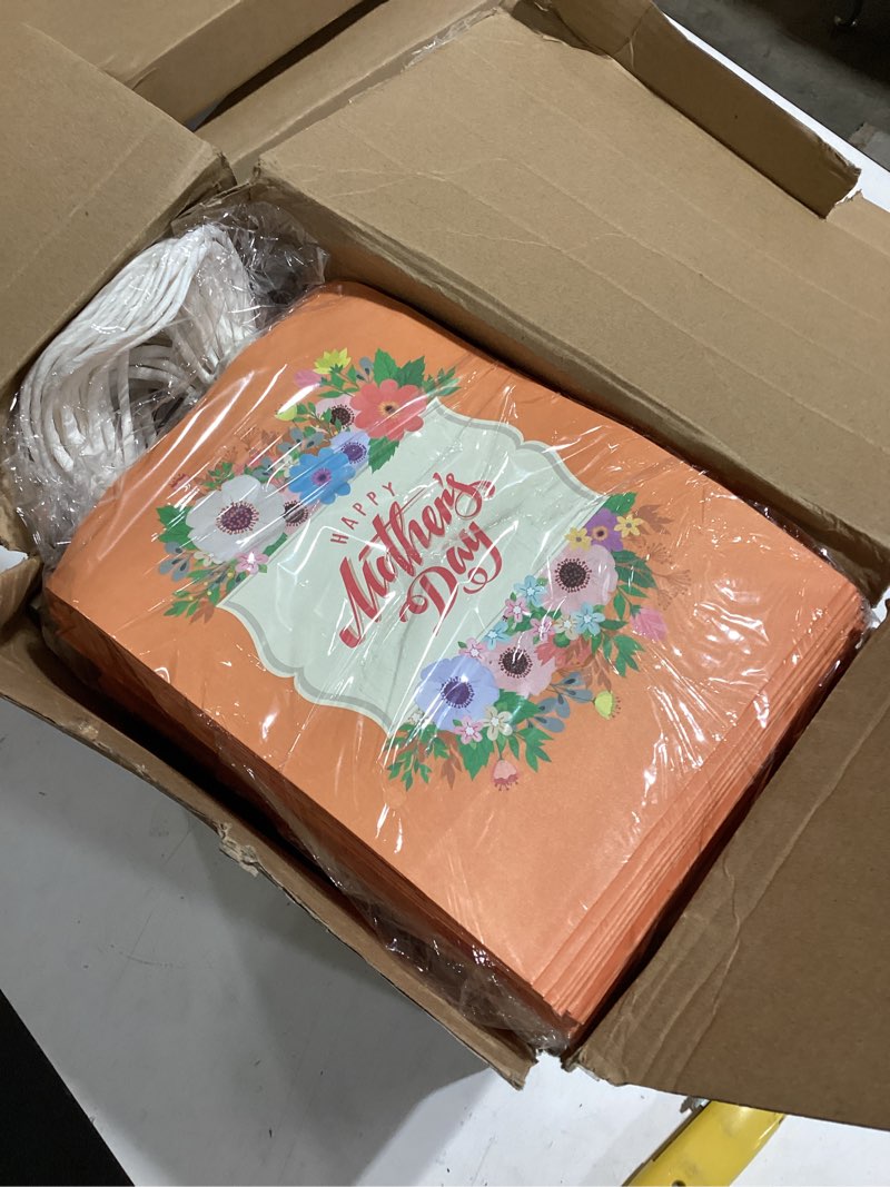 Condition photo showing As Is for saypacck 100 pcs happy mothers day gift bags bulk with handles love you mom goodie bags mothers day party favor decorations supplies for christmas birthday gift wrapping