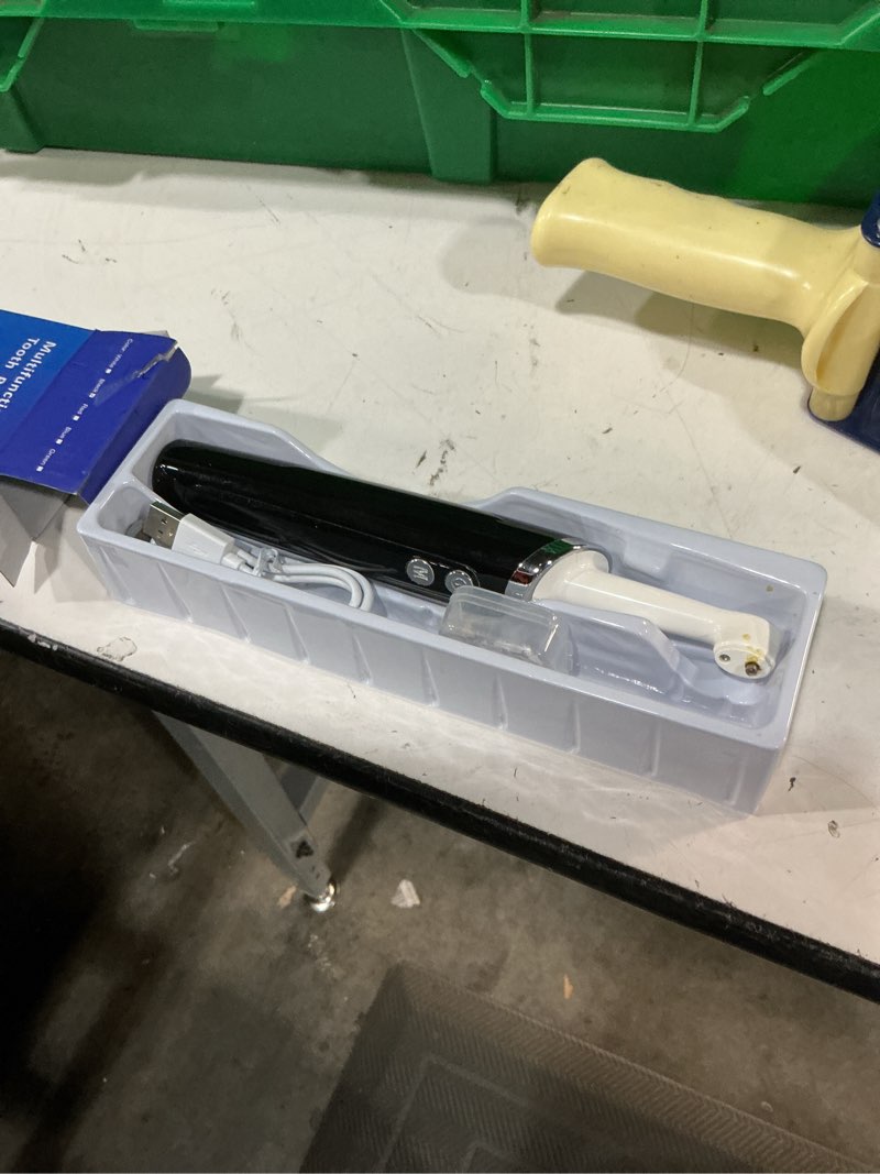 Condition photo showing As Is for tooth polisher, rechargeable teeth polisher for daily cleaning, whitening and polishing, electric dental teeth polishing with led light, 5 brush heads, 5 speed modes, waterproof