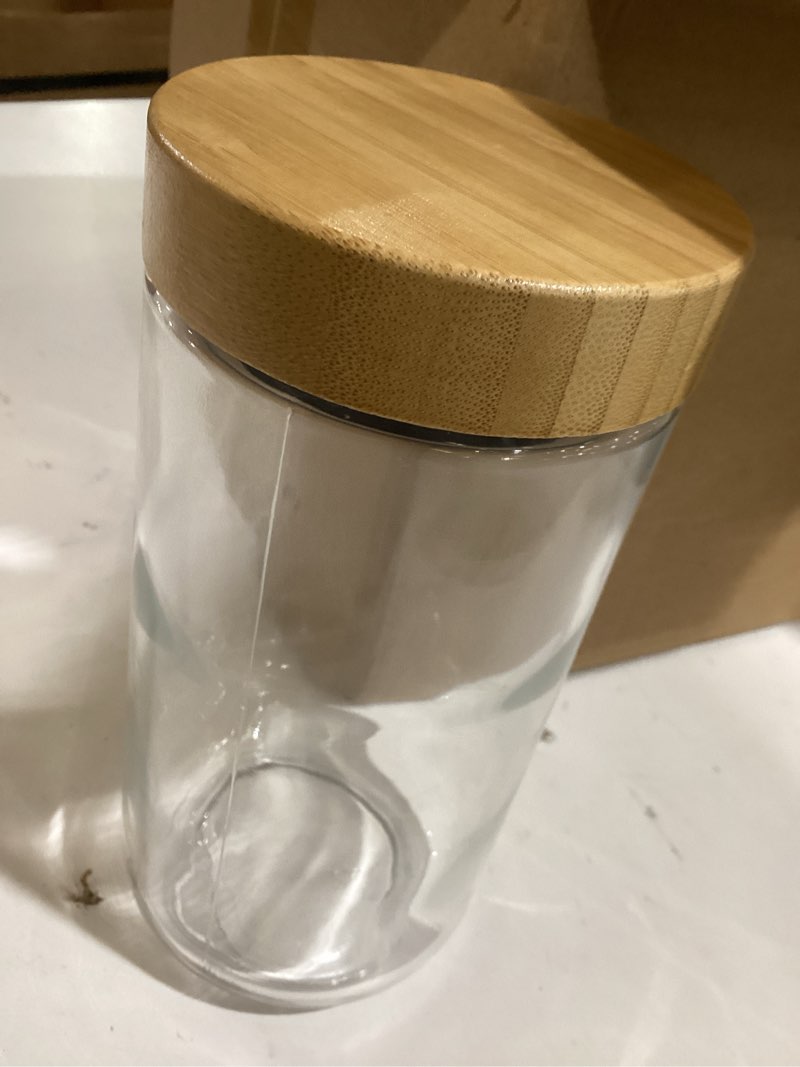 Condition photo showing Good Condition for netany 4-pack 24oz glass jars with airtight lids, overnight oats containers with bamboo lids, wide mouth mason salad jars, glass food storage containers for snacks yogurt spice sugar natural-24oz
