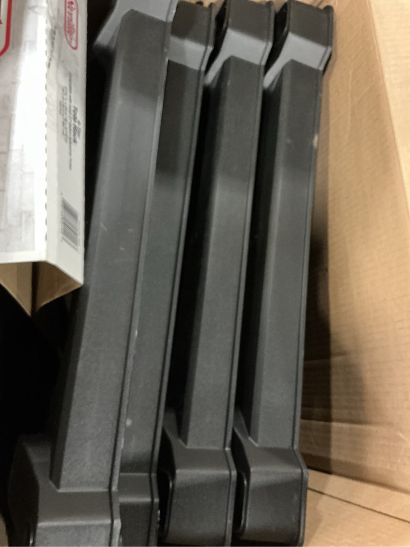 Condition photo showing As Is for sterilite 4 tier tote rack, vertical garage or basement storage organizer, black
