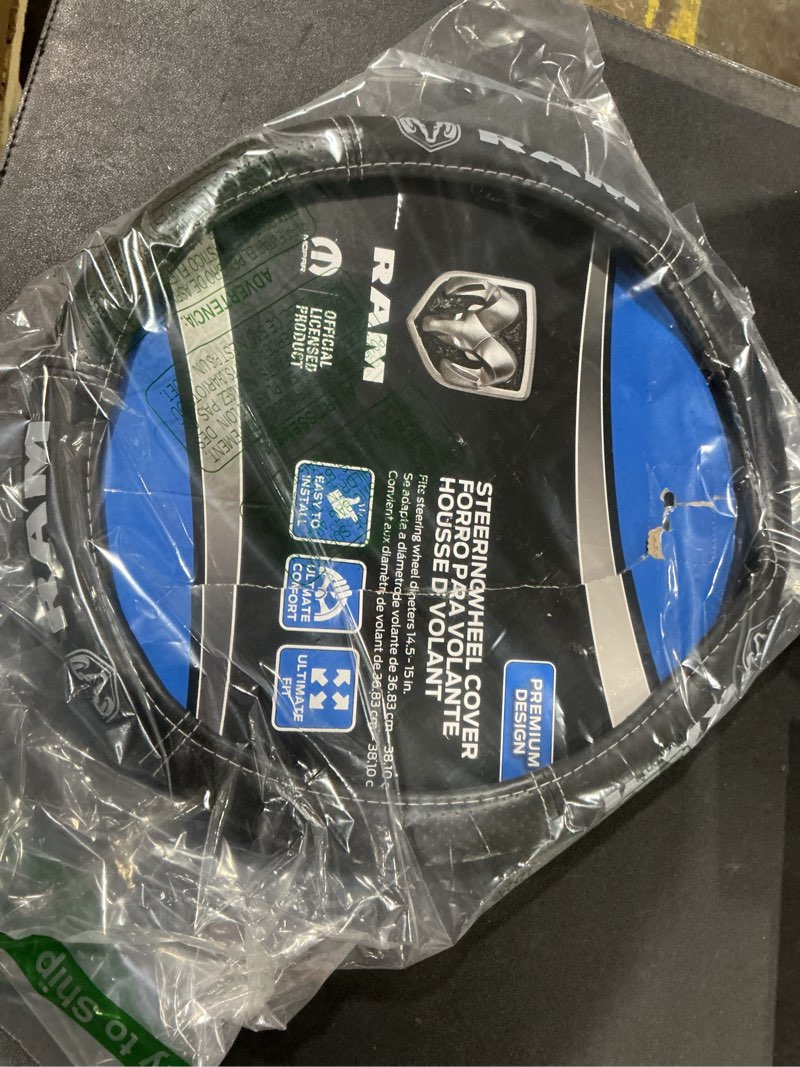 Condition photo showing Good Condition for Plasticolor 006697R25 Ram Deluxe Elite Steering Wheel Cover - Gray Logo